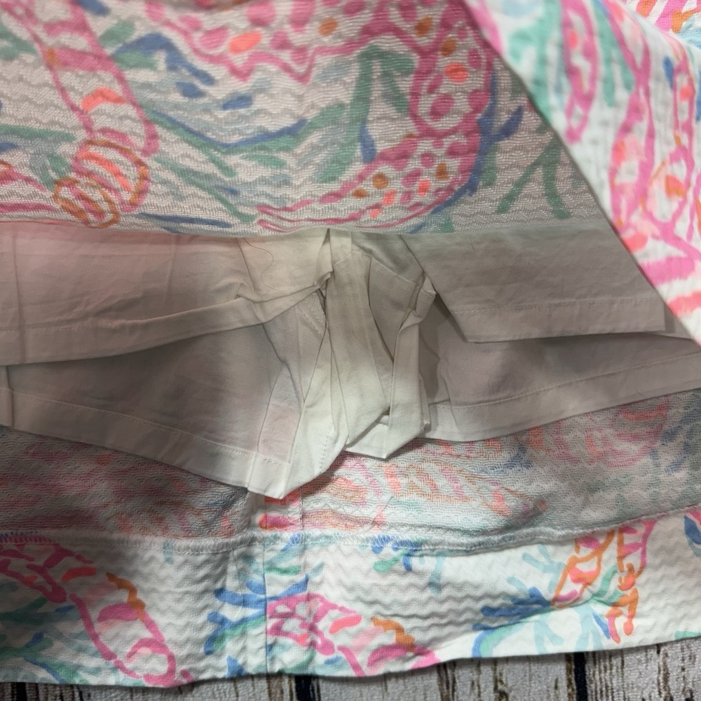 Lilly Pulitzer Marigold Skort Resort White Getting Steamy Crab Pink Blue Sz 4 - Picture 6 of 7